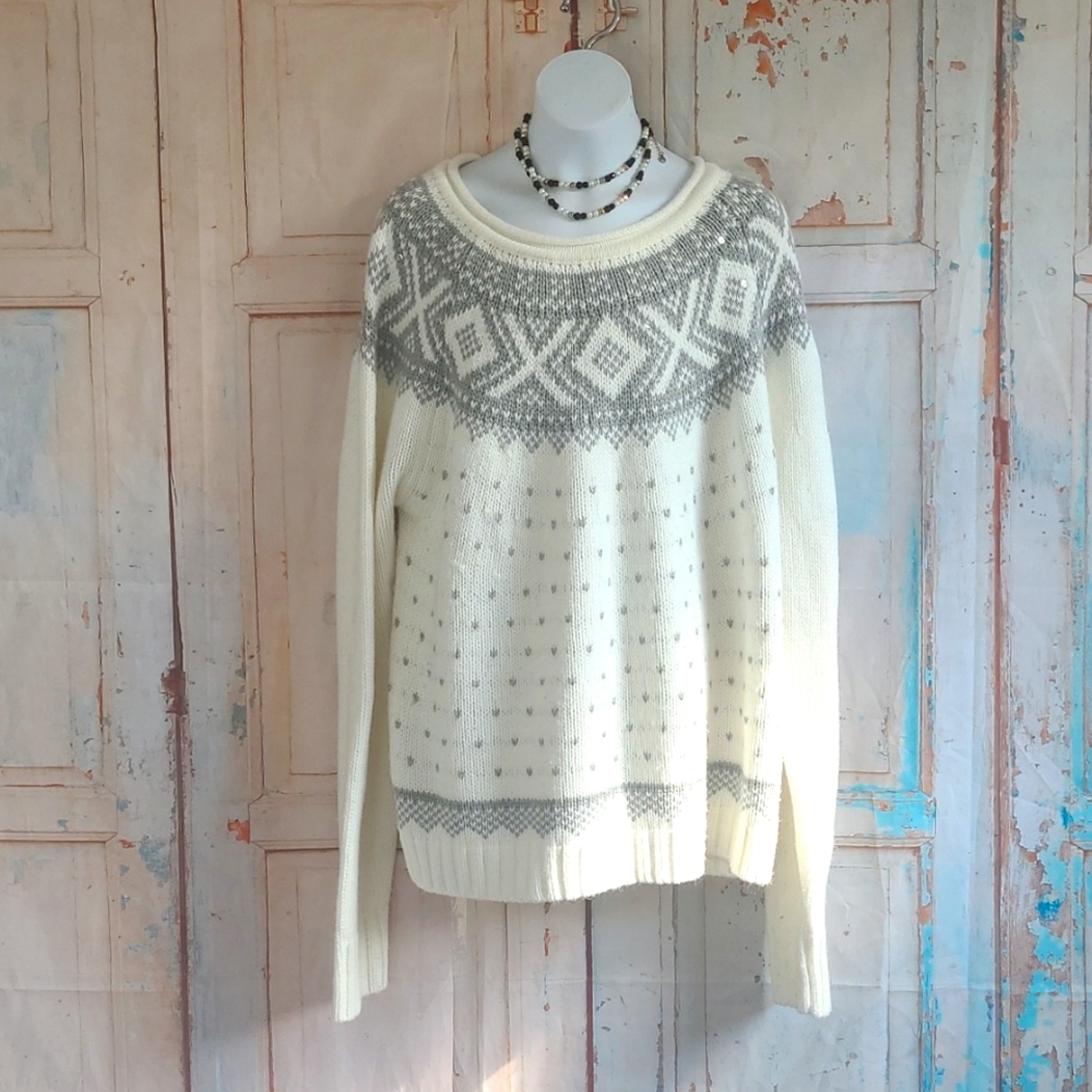 Cato sweater 22/24w cream and gray